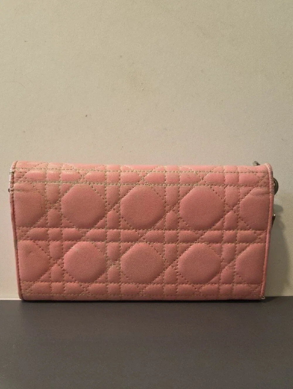 Dior Pink Quilted Leather Wallet with Signature Stitching - Project